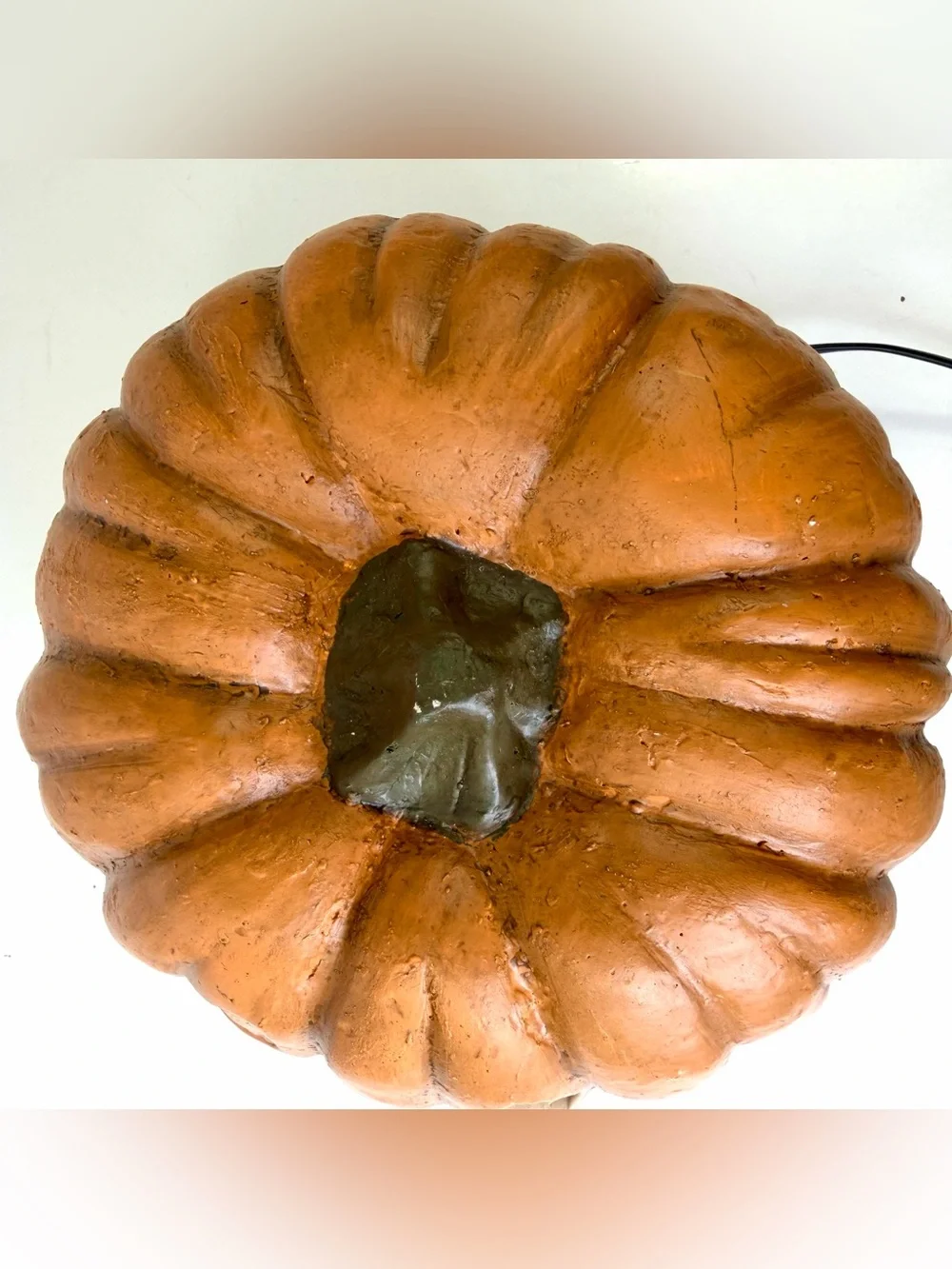 Vintage Lighted Jack O Lantern Pumpkin Hand Painted Primitive Halloween Decor 7”